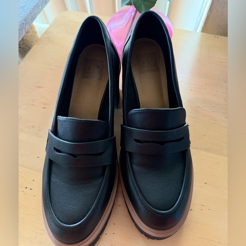 Dolce Vita Black Platform Penny Loafers Lug Sole Block Heel Size 9.5 - Picture 4 of 9